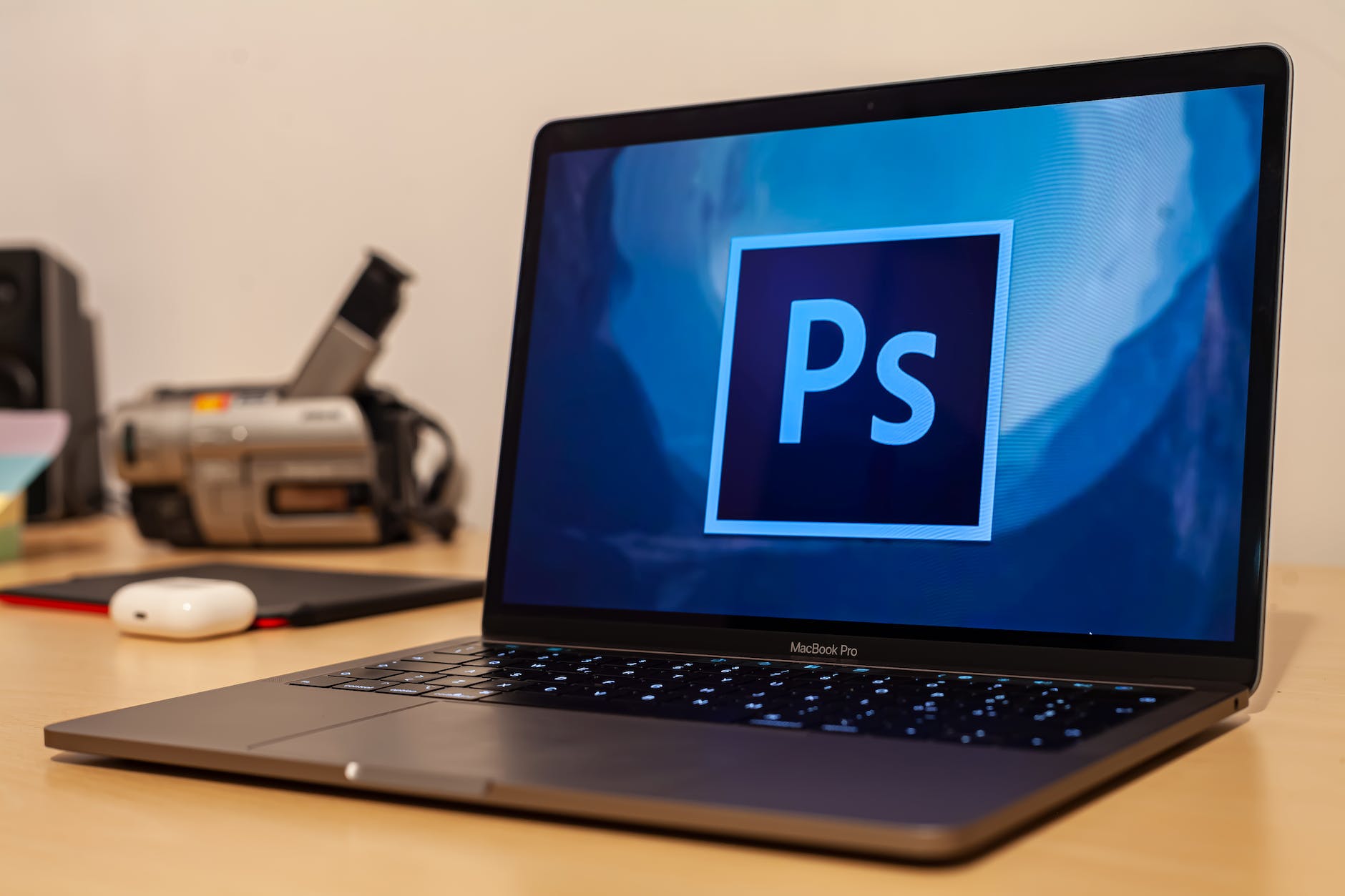 photograph of a macbook pro laptop, Adobe Photoshop