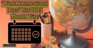 World International Days List 2023 Month Wise
